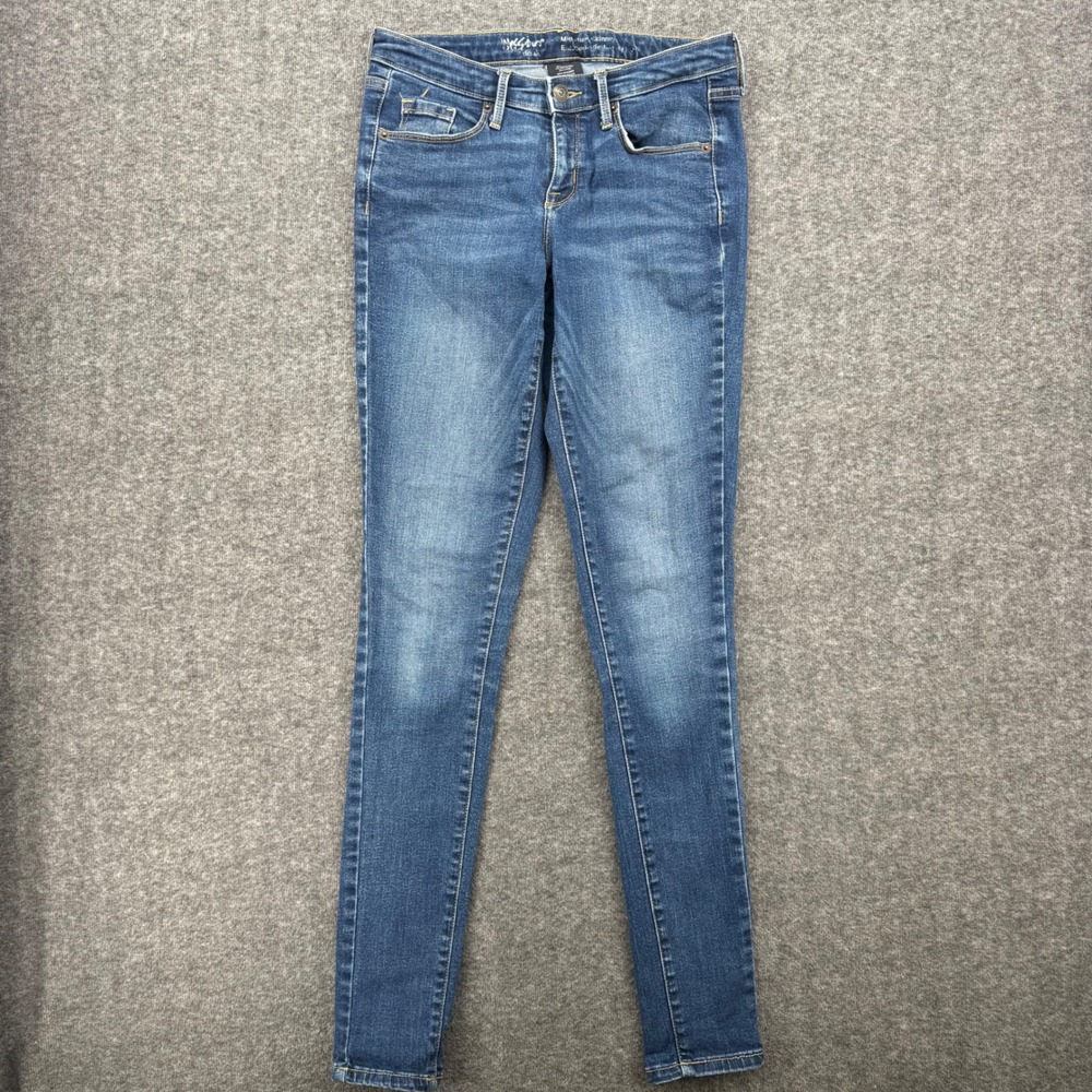 Mossimo Denim Womens Mid Rise Skinny Jeans Medium Wash Blue Stretch Size 2/26L